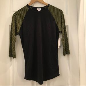 LuLaRoe Randy Top (Small) - Ribbed, Black & Yellow